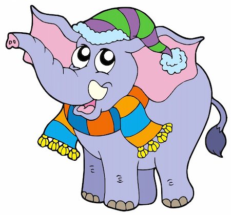 simsearch:400-04598569,k - Elephant in winter clothes - vector illustration. Stock Photo - Budget Royalty-Free & Subscription, Code: 400-05176274