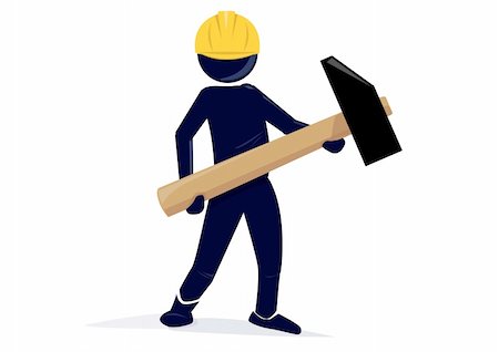 simsearch:400-06461025,k - an illustration of a carpenter with an safety hat and an hammer Foto de stock - Super Valor sin royalties y Suscripción, Código: 400-05176722