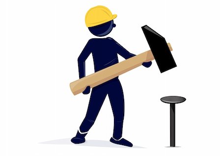 simsearch:400-05137685,k - an illustration of a carpenter with an safety hat and an hammer Foto de stock - Super Valor sin royalties y Suscripción, Código: 400-05176723