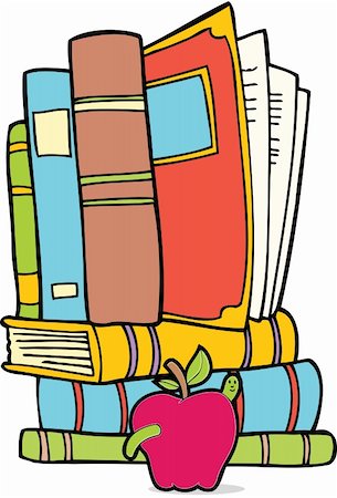 red and blue folder icon - Cartoon image of a set of books stacked on each other with apple and worm. Stock Photo - Budget Royalty-Free & Subscription, Code: 400-05176964