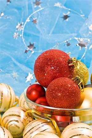 Holiday series: christmas red and golden ball in bowl Stock Photo - Budget Royalty-Free & Subscription, Code: 400-05177018