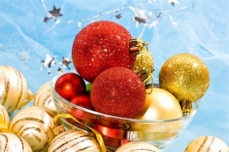 Holiday series: christmas red and golden ball in bowl Stock Photo - Budget Royalty-Free & Subscription, Code: 400-05177088