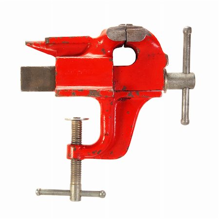 simsearch:400-05208356,k - Old red vise . Isolated over white . Foto de stock - Super Valor sin royalties y Suscripción, Código: 400-05177177