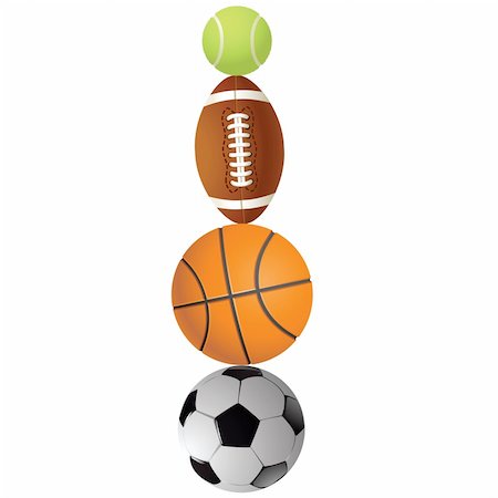 Football, volleyball, tennis and Rugby football balls on a white background.Vector Stock Photo - Budget Royalty-Free & Subscription, Code: 400-05177317