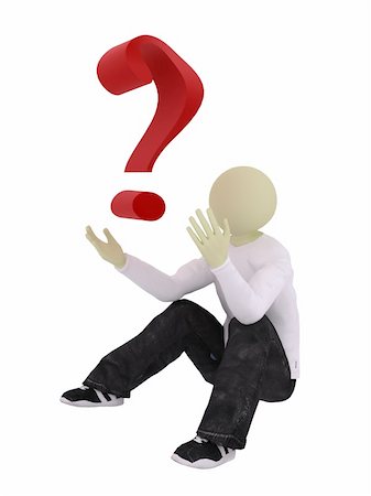 simsearch:400-06952074,k - Man sit on floor with question mark near Fotografie stock - Microstock e Abbonamento, Codice: 400-05177451