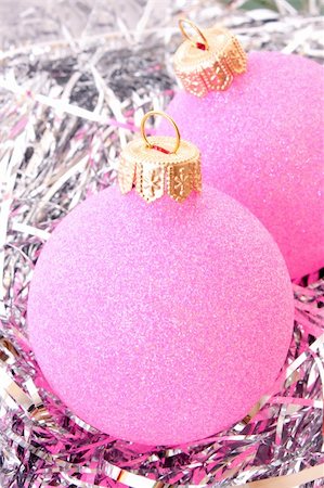 simsearch:400-05177572,k - Christmas balls among silver glittering decoration Stock Photo - Budget Royalty-Free & Subscription, Code: 400-05177570