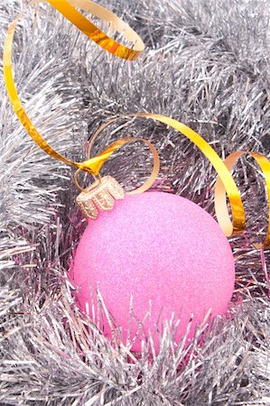 simsearch:400-05177572,k - Christmas balls among silver glittering decoration Stock Photo - Budget Royalty-Free & Subscription, Code: 400-05177584