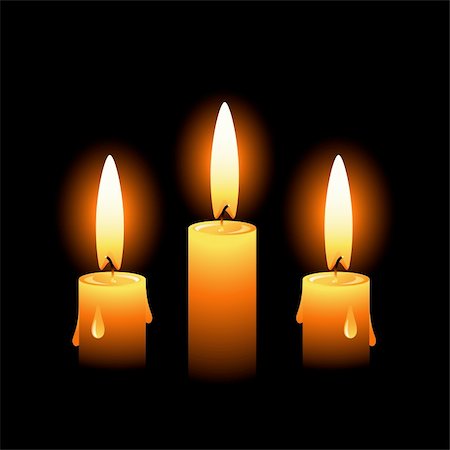 simsearch:614-00387940,k - Three vector candles on a black background. You can use them together or separately in yuor own design. Isolated. EPS 8, AI, JPEG Photographie de stock - Aubaine LD & Abonnement, Code: 400-05177627