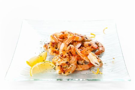 simsearch:400-09119781,k - tasty grilled prawn salad with lemon and parsley Stock Photo - Budget Royalty-Free & Subscription, Code: 400-05177766
