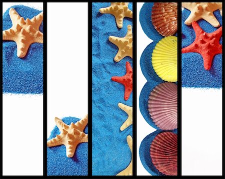 red blue and white living design - Starfish and sand - vacation concept. Vertical banner, heading for a website Stock Photo - Budget Royalty-Free & Subscription, Code: 400-05177828