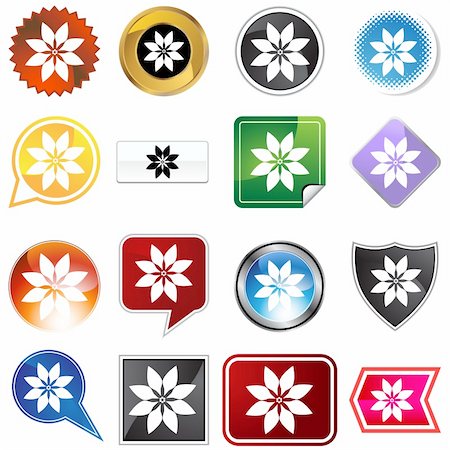 simsearch:400-04646511,k - A set of 16 icon buttons in different shapes and colors - poinsettia. Photographie de stock - Aubaine LD & Abonnement, Code: 400-05178018