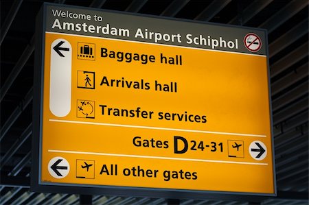 Information sign in Schiphol airport, Amsterdam Stock Photo - Budget Royalty-Free & Subscription, Code: 400-05178147