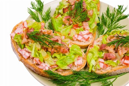 Blt sandwich with bacon, lettuce and tomato on white background Stockbilder - Microstock & Abonnement, Bildnummer: 400-05178186