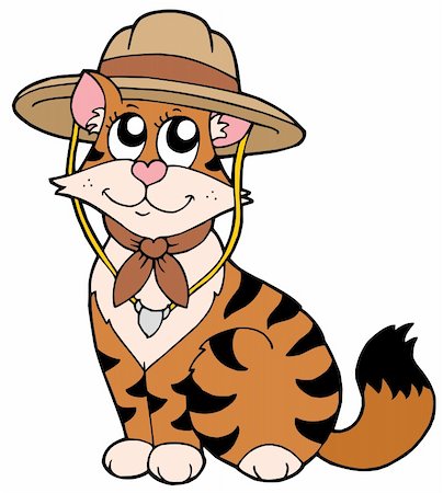 simsearch:400-04598569,k - Cute cat in scout hat - vector illustration. Stock Photo - Budget Royalty-Free & Subscription, Code: 400-05178674