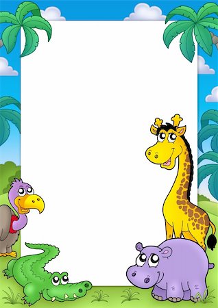 simsearch:400-04356354,k - African frame with animals 2 - color illustration. Foto de stock - Super Valor sin royalties y Suscripción, Código: 400-05178679