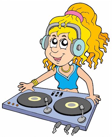 simsearch:400-04842256,k - Cartoon DJ girl on white background - vector illustration. Photographie de stock - Aubaine LD & Abonnement, Code: 400-05178672