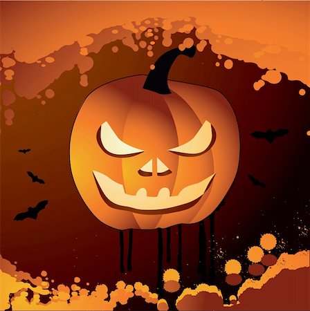 simsearch:400-04236303,k - Halloween vector illustration scene with pumpkin Fotografie stock - Microstock e Abbonamento, Codice: 400-05178792