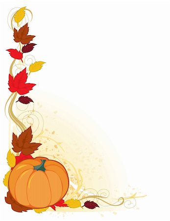 pumpkin leaf pattern - A frame with autumn leaf and a pumpkin in the corner Foto de stock - Super Valor sin royalties y Suscripción, Código: 400-05178985