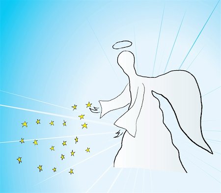 Vector illustration of blessing angel with stars Stock Photo - Budget Royalty-Free & Subscription, Code: 400-05179331