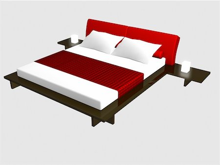 Modern bed created with 3d max & rendered Stock Photo - Budget Royalty-Free & Subscription, Code: 400-05179568