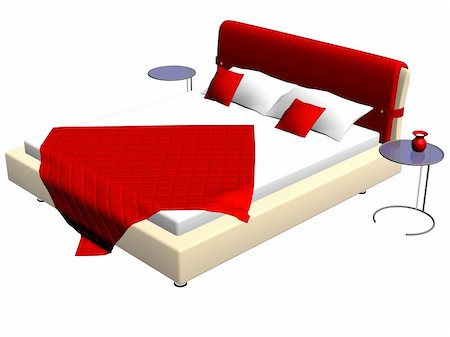 Modern bed created with 3d max & rendered Stock Photo - Budget Royalty-Free & Subscription, Code: 400-05179572