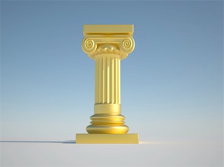 Medieval golden column on clear sky - 3d render Stock Photo - Budget Royalty-Free & Subscription, Code: 400-05179899
