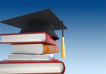 Stack of books with graduation cap - 3d render Stock Photo - Budget Royalty-Free & Subscription, Code: 400-05179917