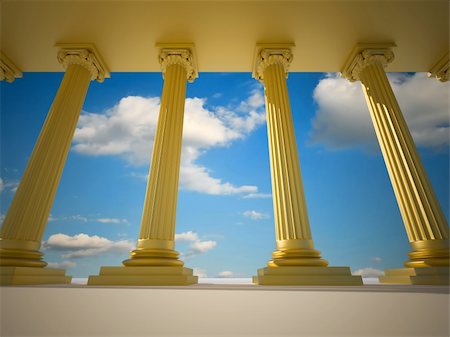 Low angle of golden roman columns - 3d render Stock Photo - Budget Royalty-Free & Subscription, Code: 400-05179930