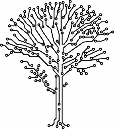 Vector tree crone made of electronic paths of black color Stock Photo - Budget Royalty-Free & Subscription, Code: 400-05170098