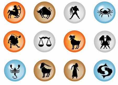 illustration of 12 colorful zodiac web buttons Stock Photo - Budget Royalty-Free & Subscription, Code: 400-05170186