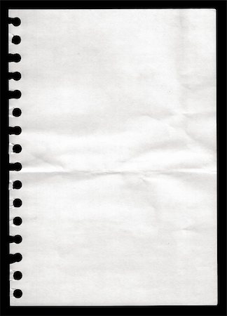 simsearch:400-05885044,k - White paper pulled out from a notebook on a black background Photographie de stock - Aubaine LD & Abonnement, Code: 400-05170213