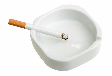 White ashtray with cigarette. Close-up. Isolated on white background. Stock Photo - Budget Royalty-Free & Subscription, Code: 400-05170316