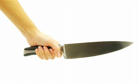 Knife in a hand isolated on white Stock Photo - Budget Royalty-Free & Subscription, Code: 400-05170413