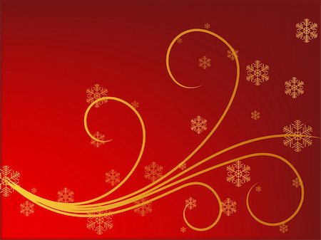 simsearch:400-05380726,k - Abstract winter background with golden snowflakes in red, vector illustration Stock Photo - Budget Royalty-Free & Subscription, Code: 400-05170439