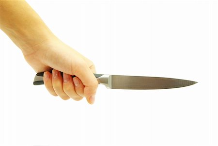 Knife in a hand isolated on white Stock Photo - Budget Royalty-Free & Subscription, Code: 400-05170514
