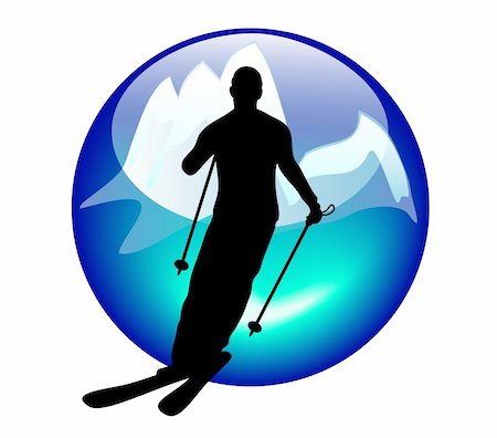 ski and slalom sign or button for web or print Stock Photo - Budget Royalty-Free & Subscription, Code: 400-05170843