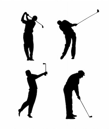 Silhouettes of a golfer black & white Stockbilder - Microstock & Abonnement, Bildnummer: 400-05171204