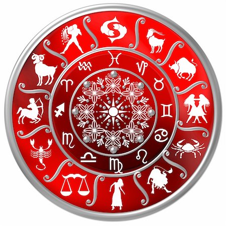 Red Zodiac Disc with Signs and Symbols Stockbilder - Microstock & Abonnement, Bildnummer: 400-05171208