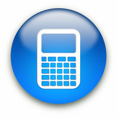 simsearch:400-04671421,k - Glossy calculator icon button isolated over white background Stock Photo - Budget Royalty-Free & Subscription, Code: 400-05171643