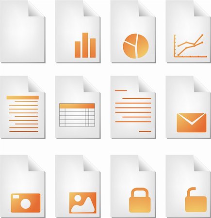 financial pie icon - Document file types icon set clipart illustration Stock Photo - Budget Royalty-Free & Subscription, Code: 400-05172011