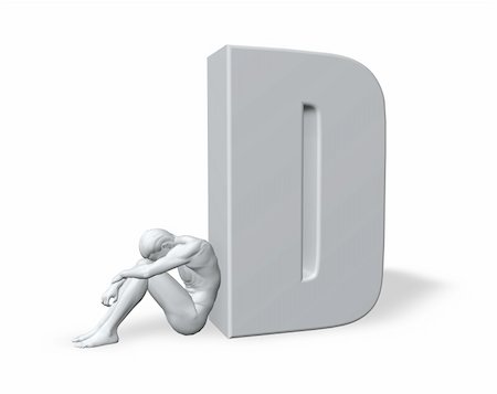 d - sitting man leans on uppercase letter D - 3d illustration Foto de stock - Royalty-Free Super Valor e Assinatura, Número: 400-05172342