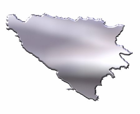 shinn - Bosnia and Herzegovina 3d silver map isolated in white Stock Photo - Budget Royalty-Free & Subscription, Code: 400-05172400