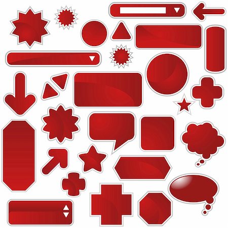 Set of multiple web labels and icons - red color. Stock Photo - Budget Royalty-Free & Subscription, Code: 400-05172568