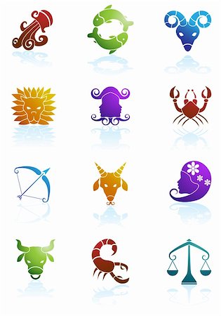 famous people reading - Set of 12 zodiac horoscope icons. Foto de stock - Super Valor sin royalties y Suscripción, Código: 400-05172571