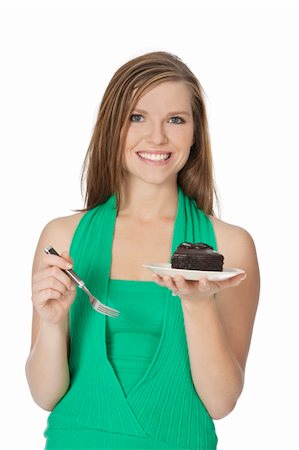 simsearch:400-04637126,k - Beautiful Caucasian woman eating a slice of chocolate cake Stockbilder - Microstock & Abonnement, Bildnummer: 400-05172781