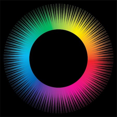 simsearch:400-05907409,k - rainbow wave halftone circle background with  black background Stock Photo - Budget Royalty-Free & Subscription, Code: 400-05173475