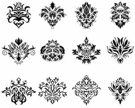 simsearch:400-04639858,k - Abstract damask emblem set for design use Stock Photo - Budget Royalty-Free & Subscription, Code: 400-05173696