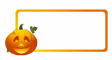 pumpkin leaf pattern - Orange halloween pumpkin frame, vector illustration Photographie de stock - Aubaine LD & Abonnement, Code: 400-05173869