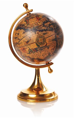 Old globe isolated on white background with soft reflection Photographie de stock - Aubaine LD & Abonnement, Code: 400-05173889