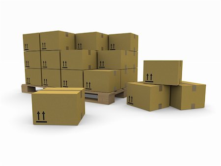 packing boxes in warehouse - piles of cardboard boxes on a pallet Stock Photo - Budget Royalty-Free & Subscription, Code: 400-05184091